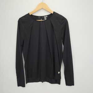 Sweaty Betty Womens Namaste Pleated Long Sleeve Top Black Size Small
